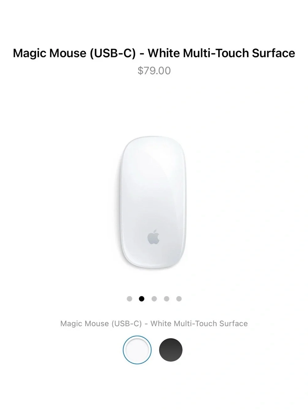 Apple Magic Mouse lighting port - White model: A1657